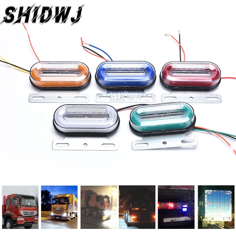 1pc Car Signal Light Truck For Lori LED Side Lamp 24V Round/Oval Colorful Side Marker Lamp Orange/Blue/Red/Green/White Sidelight