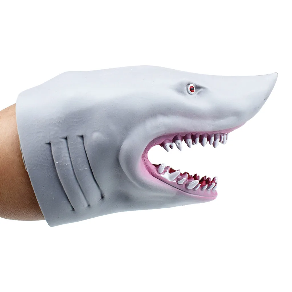 Thermoplastic rubber S-hark Hand Puppet T-oy S-tory Telling Doll Props TPR Animal Head Figure Vividly Kids Toy Model Gifts