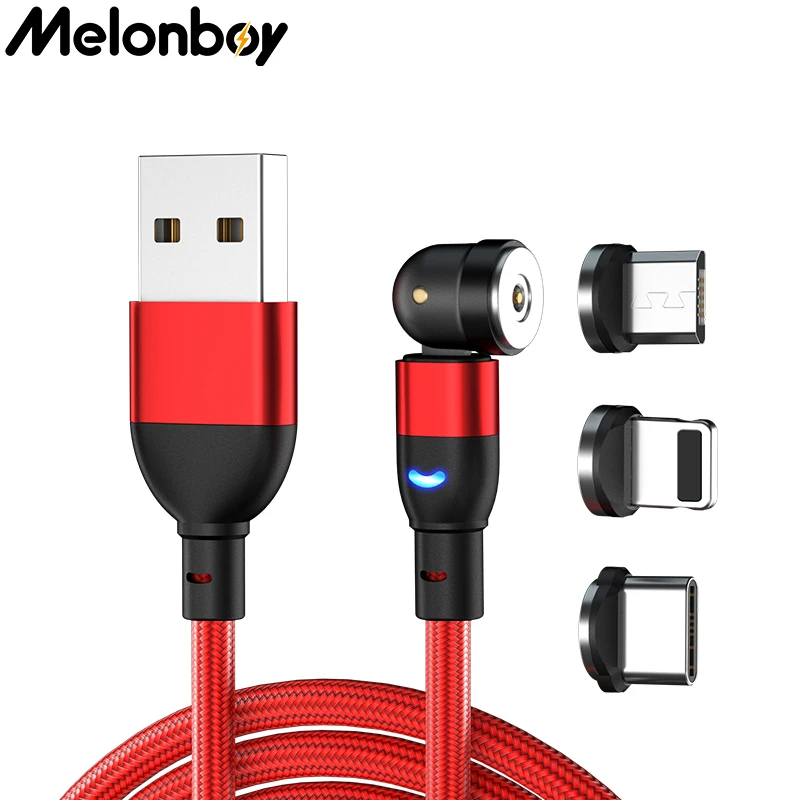 Melonboy 540 Rotate Magnetic USB Cable For iPhone Charger Type C Xiaomi Magnet Charging Cord Micro Usb | Мобильные телефоны и