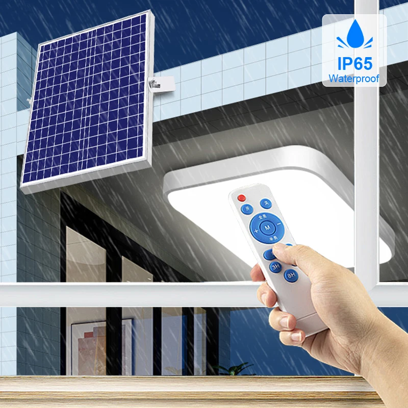 

100W Solar Lights Indoor&amp Outdoor Home Solar Light Remote Control Solar LED Ceiling Lamp Garden Yard Patio Garage Landscape