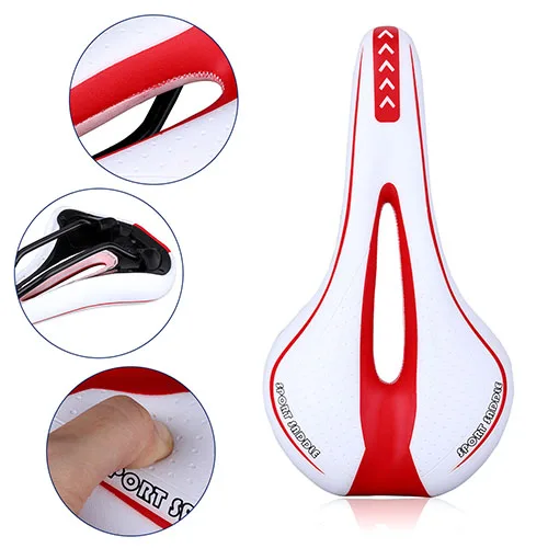 Bicycle Seat Cushion New Riding Equipment Comfortable And Breathable Silicone Seat Road Bike Saddle Mountain Bike Accessories - Цвет: White Red