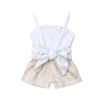 

Pudcoco Fast Shipping Newborn Kid Baby Girl 1-4T Romper Lace Sling Openwork Bow Rompers Tops Summer Clothes