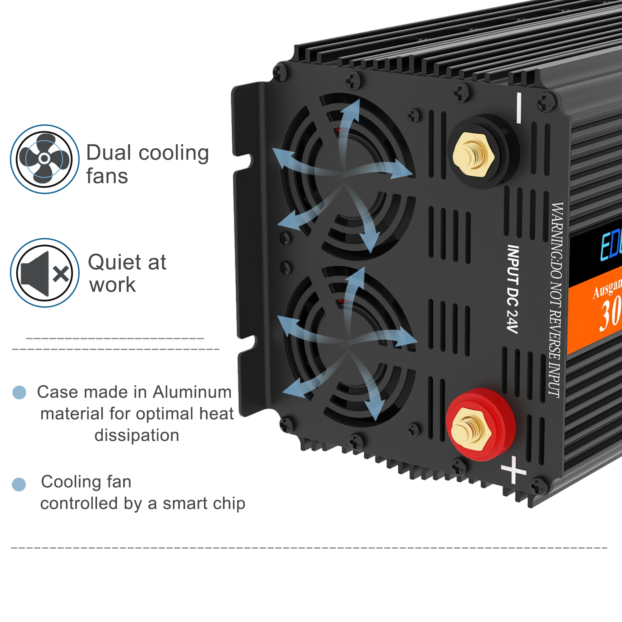 EDECOA 1500W 2000W Onde Sinusoïdale Pure 12V Vers 220V 230V Onduleur Hors Réseau Convertisseur De Voiture Télécommande Compatible Bluetooth - Foto 4