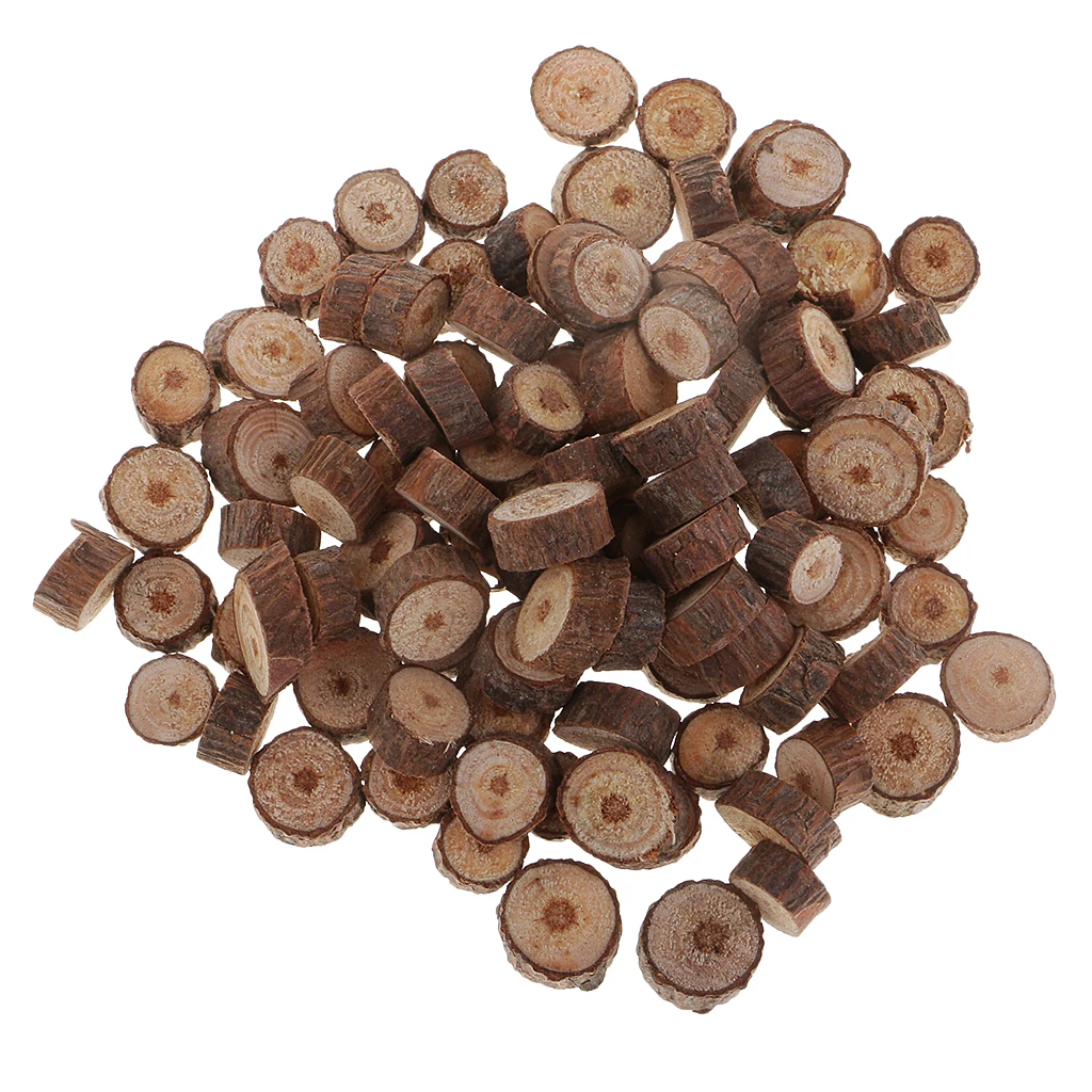 100 mini natural wood slices, wood slabs, rustic tree bark, wood branch disc New