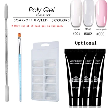 

Nail Gel & Extension Gel Kit Poly Gel False Nail Tips Double End Nail Pusher Pen for Quick Nail Extension Salon Nail Tool Kit