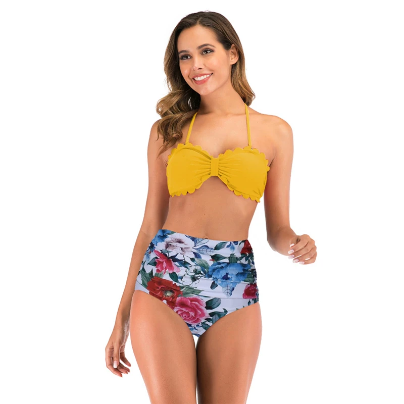 Bandeau Swimsuit Women Sexy Bikinis Bathing Suits Summer High Waist Swimsuit Floral Printed Bikinis Set 2020 Sexy Biquini Women Bandeau Swimsuit Women Sexy Bikinis Bathing Suits Summer High Waist Swimsuit Floral Printed Bikinis Set 2020 Sexy Biquini Women