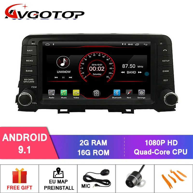 AVGOTOP Android 9 автомобильный Радио, DVD, GPS плеер для KIA PICANTO WIFI Bluetooth система навигации транспортного средства мультимедиа