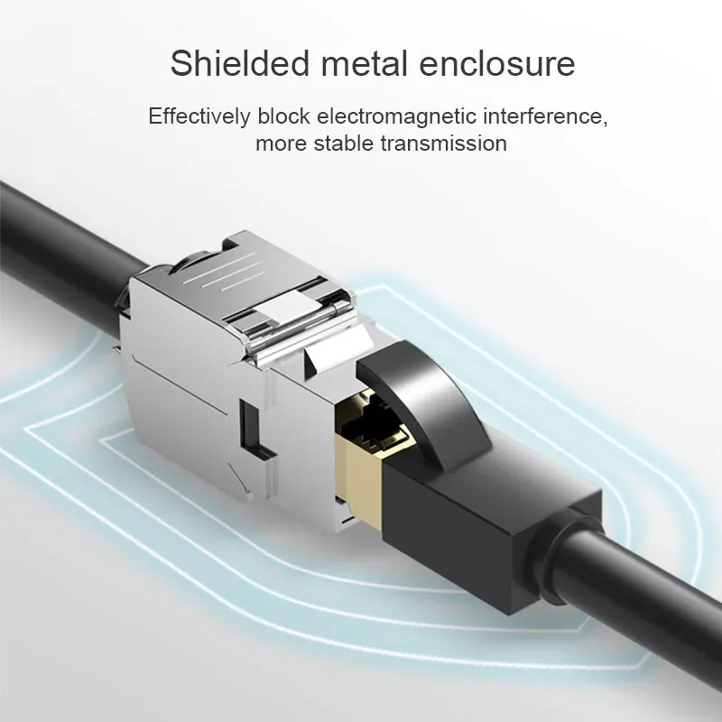 Ferramenta-menos Stp Blindado Keystone Jack Módulo Auto-locking Cat7 Cat6a Cat6 Cat5e Rede de Liga de Zinco Adaptador Acoplador Onti-rj45 Cat8 - Imagem 5
