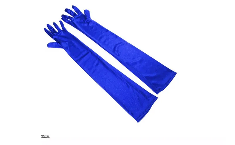 Fashion Stretch White Glove Long Gloves Black Red Elbow Length Women Dance Party Gloves Full Finger Guantes Boda - Color: Royal Blue