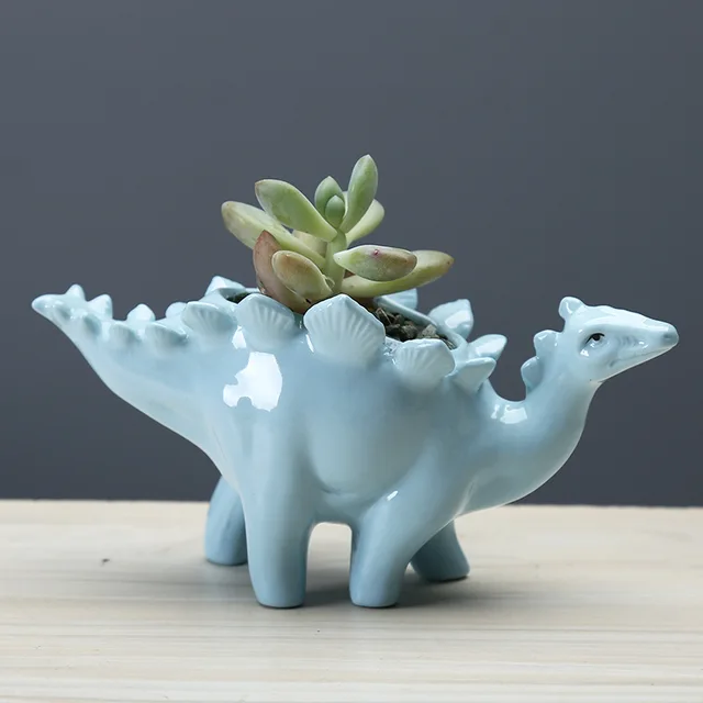 Ceramic Stegosaurus Virág Edény Ültetvény Tálca Kreatív Dinoszaurusz Pot Zamatos Növények Otthoni Kerti Asztali Dekoráció - Image 4