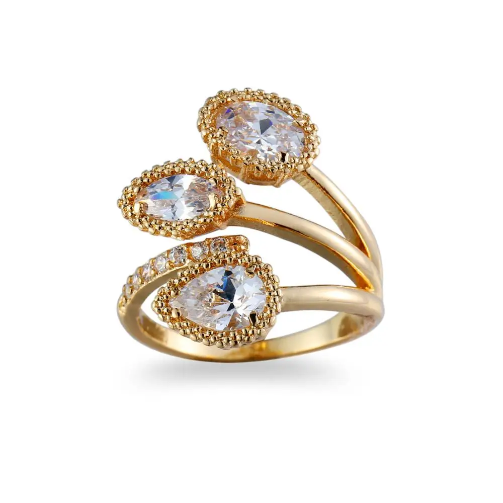 Классические 925 пробы серебряные кольца высокого качества прозрачные синие Искрящиеся CZ геометрические стекируемые кольца для женщин Свадебные украшения подарок - Цвет основного камня: Gold