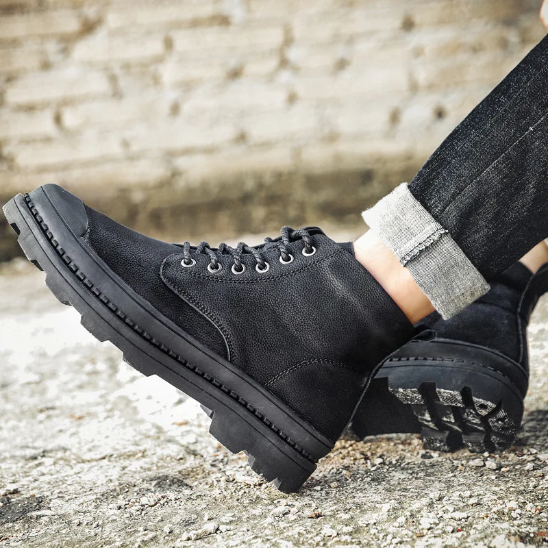 

38-47 MEN'S Shoes Autumn And Winter MEN'S Leather Boots Hight-top Martin Boots Fashion England Trend Worker Boot Outdoor Desert