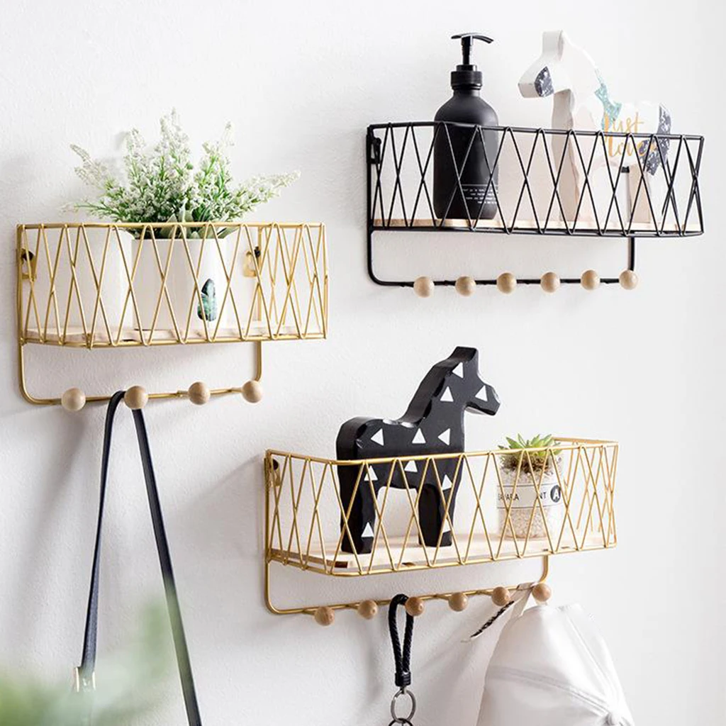 Wall Mounted Mail and Key Holder Iron Wood Letter Key Rack Holder Organizer For Entryway