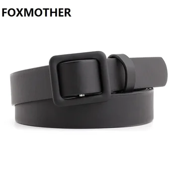 

FOXMOTHER 2020 Fashion Black Pink women belt PU Leather ladies belt alloy bucket female waist belts