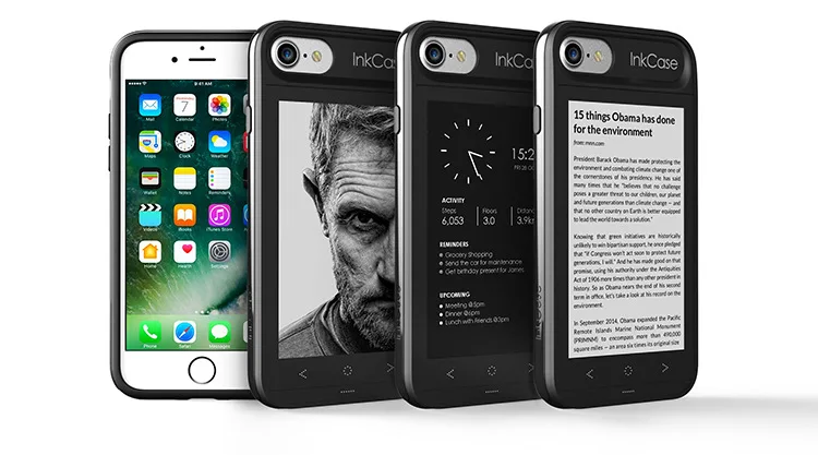 smart dual screen for iphone case with ink screen for iPhone 6/6S/7/8 Plus with 217DPI 540*960 resolutionReal time Display