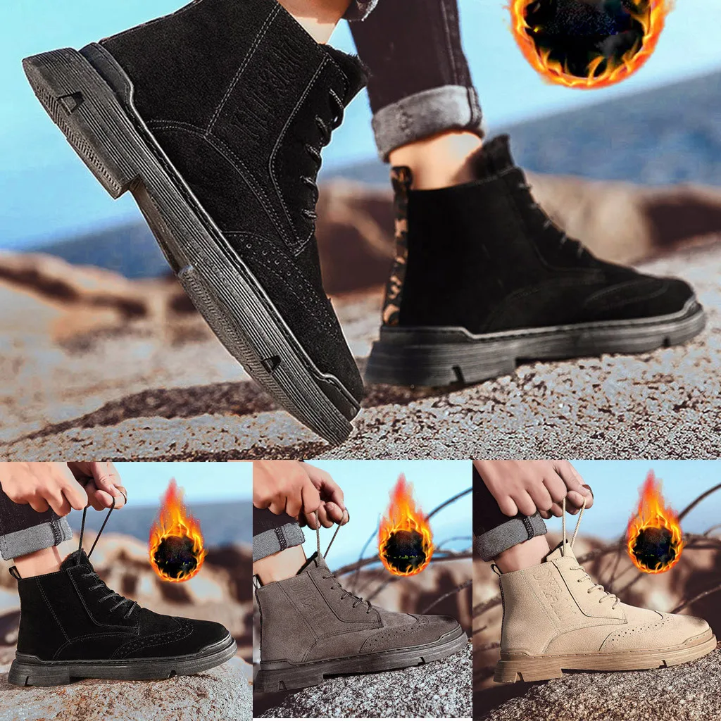 SAGACE; модные зимние ботинки для мужчин; высокое качество; бархатные зимние ботинки; Мужская Нескользящая водонепроницаемая обувь; повседневные хлопковые ботинки в британском стиле