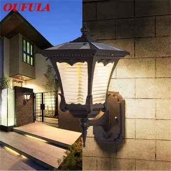 

OUFULA Outdoor Wall Light Fixture Solar Modern Waterproof LED Patio Wall Lamp For Porch Balcony Courtyard Villa Aisle