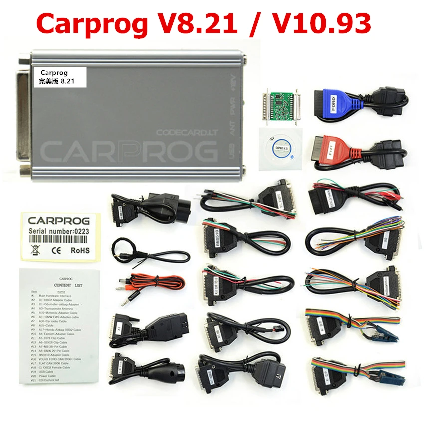 Новейший онлайн программист Carprog V8.21 с полным адаптером V10.93 для радио/Dash/IMMO/ECU