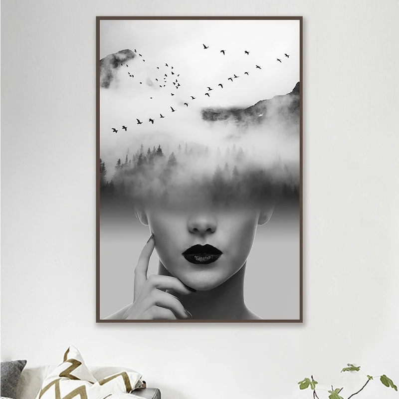 Плакат на холсте с принтом скандинавских рогов фигурок для девочек настенное