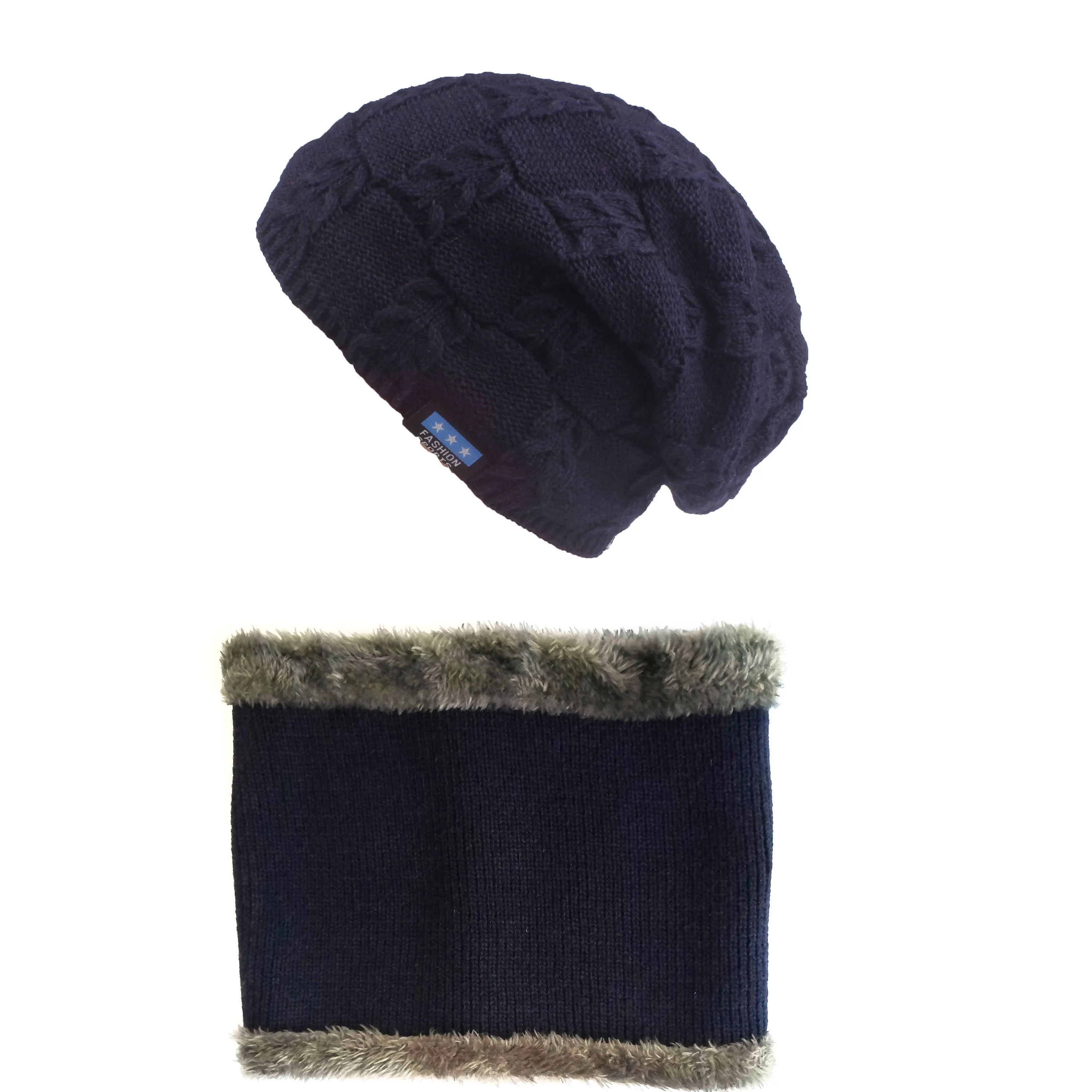 hat scarf set navy Xthree мужские шапочки зимний трикотажный свитер шапка шарф с подкладкой шерсть мужские шапочки зимние шапки для мужчин шапочки шапки - Цвет: hat scarf set navy