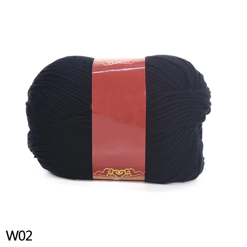 W02 100 м, мягкая молочная хлопковая пряжа, домашняя поставка, ручная работа, натуральное волокно, хлопковая пряжа, вязаный детский свитер, шапка, ручная вязка, вязаная крючком пряжа - Цвет: W02