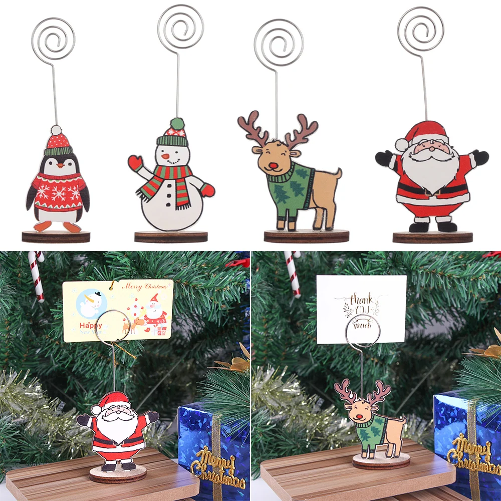 

1PC Christmas Snowman Photo Clip Memo Card Message Desk Notes Folder Wedding Party Decor Stump Note Holder Office Desk Decor