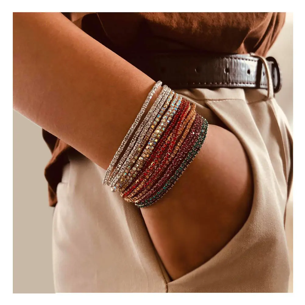 Fashion Rhinestone Stretch Gold Bracelets Femme Elastic Crystal For Women Bling Girl Gift Wedding Bridal Jewelry | Украшения и