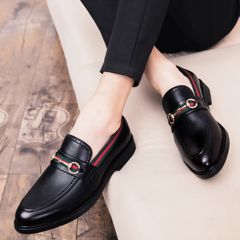 Официальная обувь с острым носком мужские оксфорды из искусственной кожи, весенние мужские итальянские модельные туфли деловые свадебные туфли для мужчин, большие размеры 38-47 - Цвет: -5052 matte black