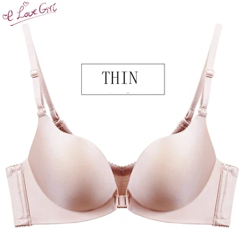 

Elovegirl Thin Section Solid Color Adjustable Bra Comfort Gather 3/4 Cup Seamless Sexy Sront Open Bra