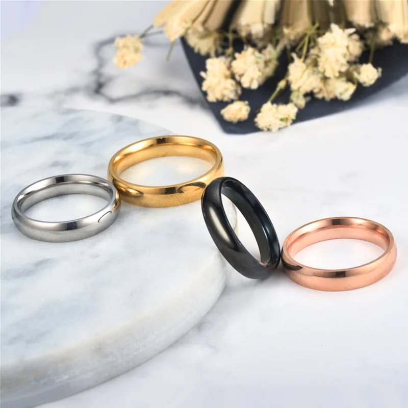 4mm Stainless Steel Ring For Women Men Exclusive Couple Wedding stainless steel ring,finger ring,silver ring,wedding rings,wedding ring,couples rings