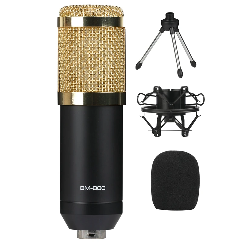 

B.BMIC BM800 Mikrofon Condenser BM 800 Microphone with Shock Mount for Radio Braodcasting Singing Recording KTV Karaoke