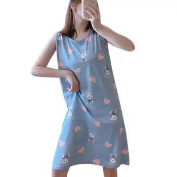 

Nightdress For Summer Sleevedress Milk Silk Cute Cartoon Sweet Style Vest Skirt Multi-color