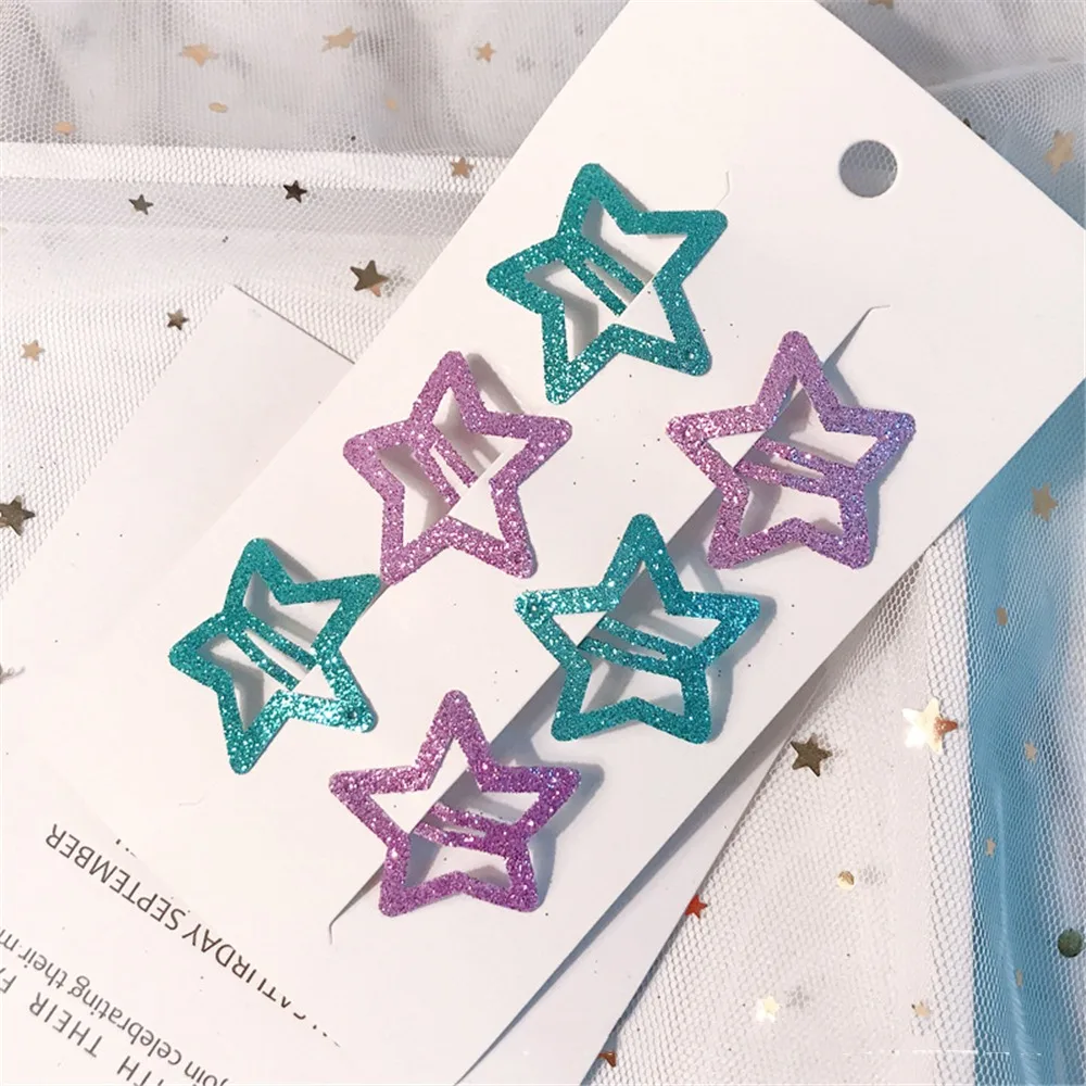 6 шт./компл. Star Форма волос заколки 3,5 см блеск Pentagram металлические Заколки для волос, шикарное заколки для волос для девочек BB зажимы - Цвет: 5