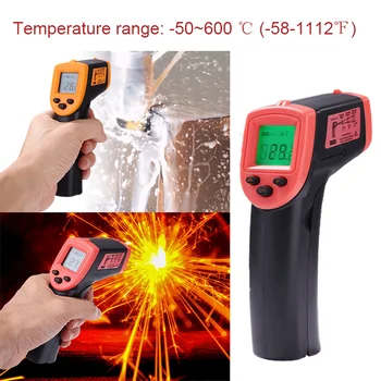 

-50~600℃ ThermometerPyrometer ℃/℉ High Temperature Non-Contact Infrared Laser-Point Digital Thermometer HW600