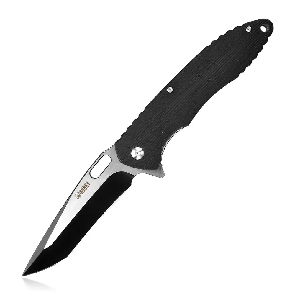 Black Ti coated KUBEY KU003 складной нож Darknight KU003 D2 Сталь G10 Ручка шарикоподшипник нож инструмент, 8 1/2 дюймов в целом - Цвет: Black Ti coated
