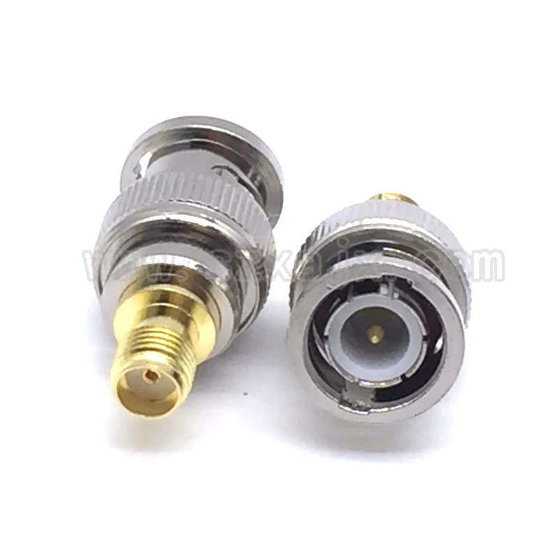 JX connector 2pcs RF adapter BNC-SMA BNC Male Jack Nickel Plating To SMA Female Plug Gold Plating Jack RF Connector Straight