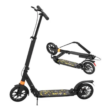 

Adult&Teens Scooter Easy Folding Double Shock Absorber Black 3 Height Adjustable Two-wheeled Scooter