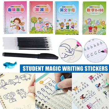 

1Set Writing Stickers Creative Lettering Practice Copybook Simple Magic Stroke Strokes Best Gifts Children Home Learning Tools