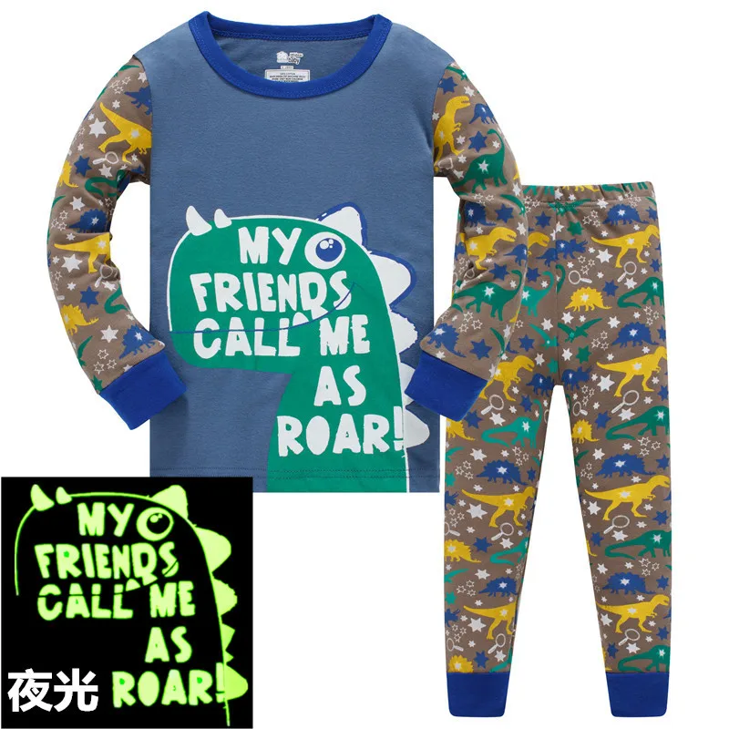 Spring Baby Boys Sleepwear Pajamas Sets Cotton Dinosaur Printed Long T-shirt+Pants Kids Children's Clothing