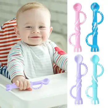 

Portable Baby Molars Tool Fashionable and Lovely Reliability Non Toxic Training Learning Spoons Teether Necessary Fun Tool