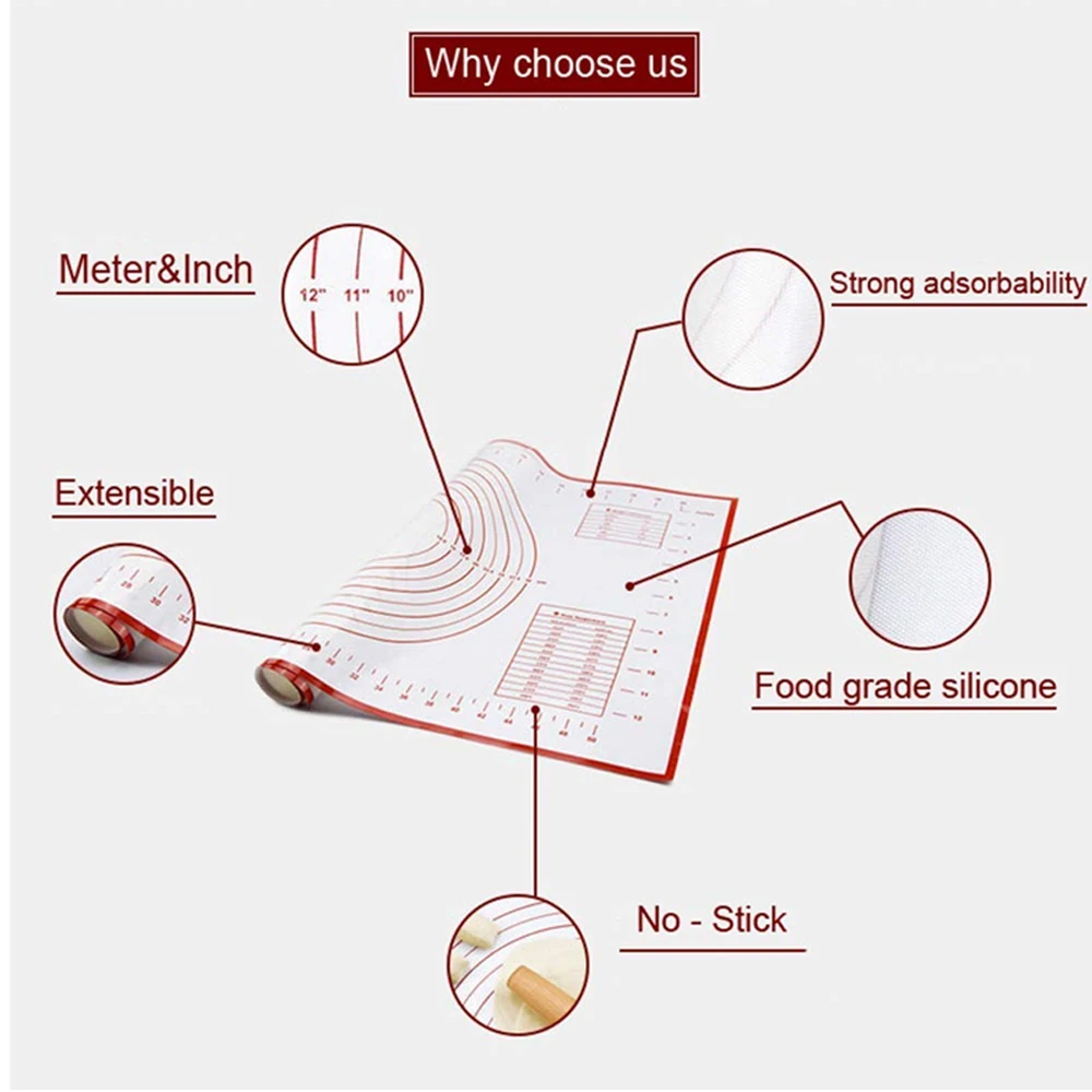 Антипригарное силиконовые коврик для выпечки силиконовый коврик для выпечки коврик для раскатки теста кухонные принадлежности аксессуары для выпечки Кухонные гаджеты