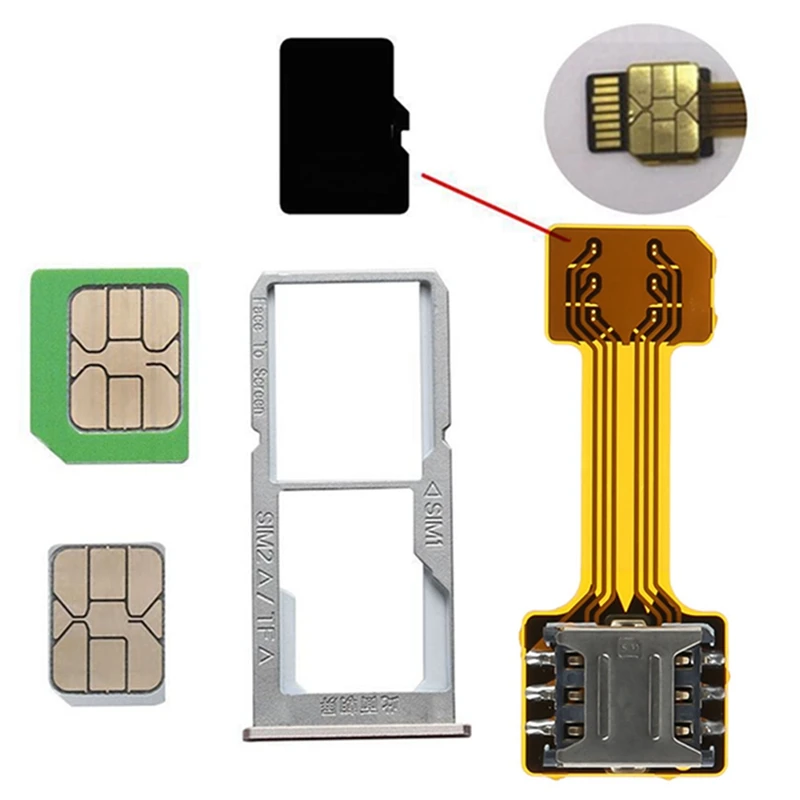 For Xiaomi HuaWei Android Universal TF Hybrid Sim Slot Dual SIM Card Adapter Micro Extender Nano Mobile Phone Accessories