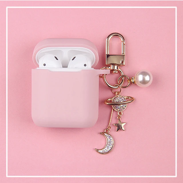 Cosmic Astronaut Spaceman Silicone Case for Apple AirPods 1 2 Case with Keychain Wireless Earphone Case Accessories Cover Box diamond moon star