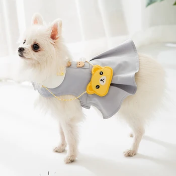 

FULUE Dog dresses with bag Breathable cat costume with hat 6 sizes Cute ladies pet dog clothes for Small Medium Spring Summer
