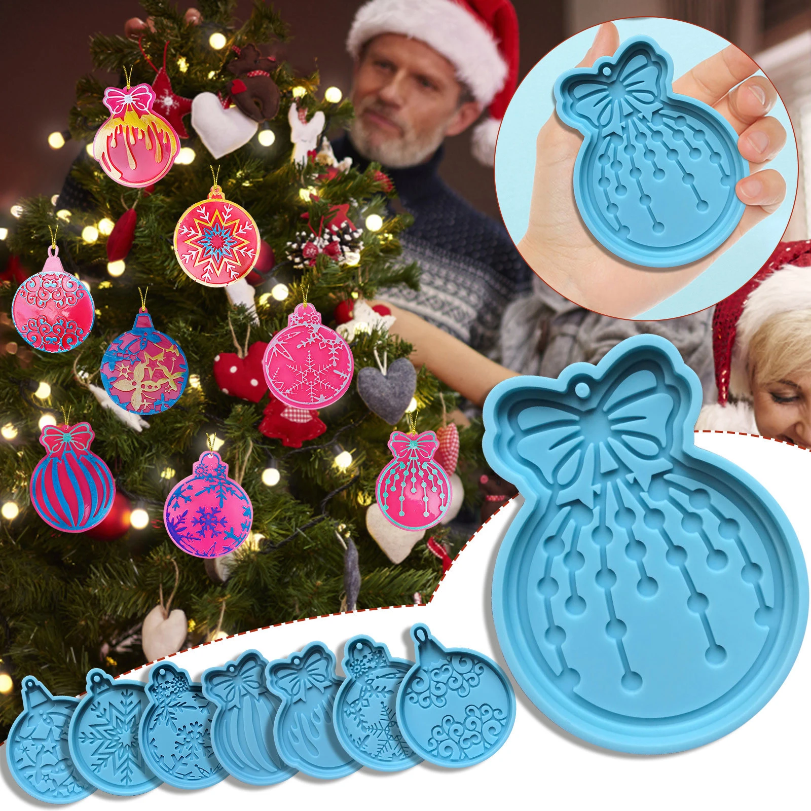 de silicona forma de bola de Navidad para decoración del hogar, molde resina epoxi DIY para fabricación de joyas, herramientas artesanía|Moldes para pasteles| - AliExpress