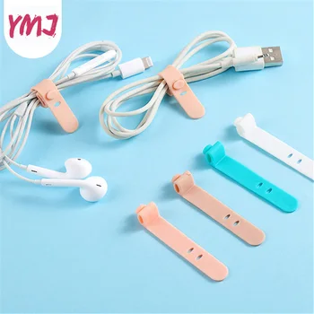 

4Pcs Silicone Cable Tie Strap Hook Loop Cable Winder Headphone Cord Earphone Organizer USB Cable Tie Earphone Organizer