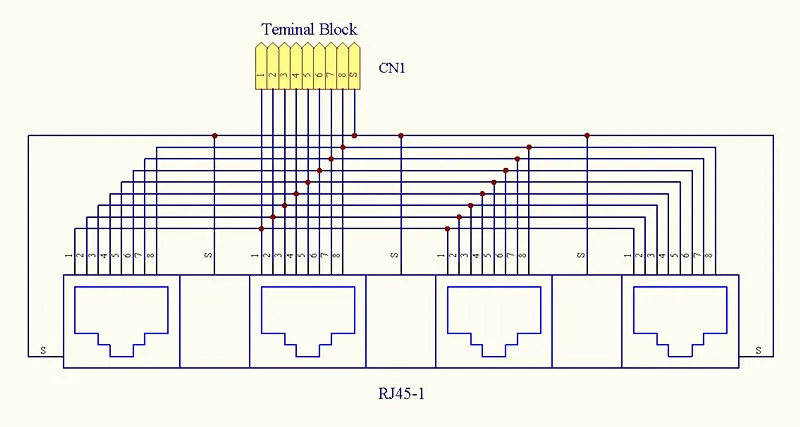 RJ45 8P8C под прямым углом Jack4-Way бусина Breakout Board, клеммный блок, разъем