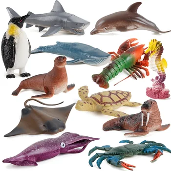 

Ocean Animal Action Toy Figures Simulated Sea Life Model Sets Shark Dolphin Penguin Seahorse Model Toys Kids Collection Gift
