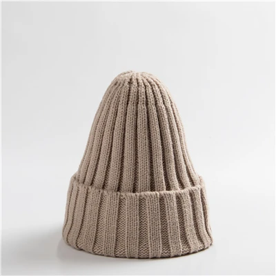 Beige Зимние шапки, шапки бини, вязаные шапки Skullies, теплые женские шапки унисекс из хлопка для женщин - Цвет: Beige