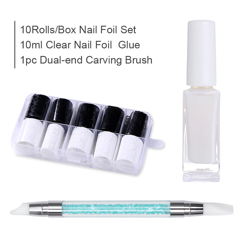 3Pcs Set 1 Ur Sugar фольга на клеевой основе набор Звездная Голографическая клейкая пленка для переноса ногтей маникюр Клей для накладных ногтей звезда клей фольга бумага - Цвет: 3Pcs Set 1